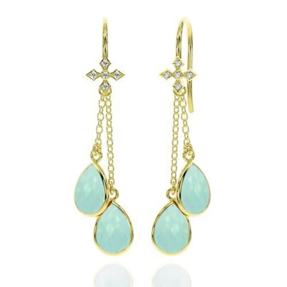1055 Aquamarine Earrings in Pear Drop Dangle Shape - 18K Gold Vermeil
